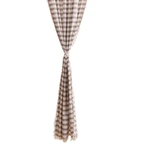 Light French style striped translucent curtain with decorative tassel fringe edges