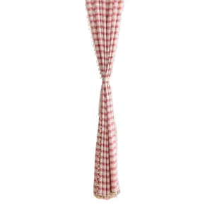 Elegante tenda velata a righe rosse stile francese con nappe decorative per la casa