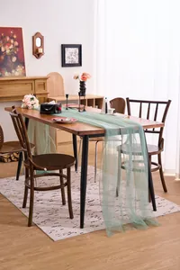 Elegant sage green tulle mesh runner for wedding and party table decoration setup