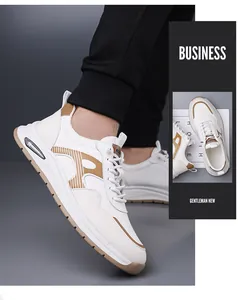 Sneaker casual da uomo bianche con accenti marroni e suola spessa per stile outdoor