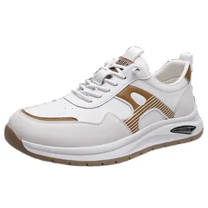 Scarpe sportive casual outdoor da uomo bianche e marroni con suola spessa alla moda