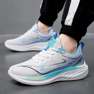 Scarpe sportive da uomo in mesh traspirante bianco e blu design leggero
