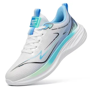 Scarpe sportive da uomo in mesh leggere e traspiranti bianche e ciano per l'estate