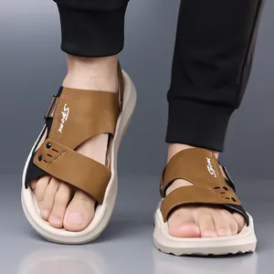 Men's breathable beach sandals summer outdoor casual non-slip soft sole two-way slippers
