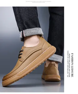 Scarpa casual in pelle marrone da uomo con elegante design stringato