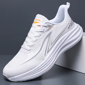 Men Breathable Fly-knit Fashion Sneakers Casual Shock-absorbing Running Shoes Comfortable Low-top Mesh Sports Shoes For Outdoor Exercise Youth