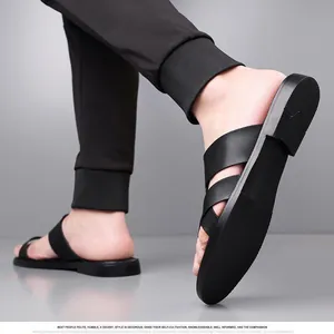 Herren Sandalen in Übergröße rutschfest Schwarz für Strand und Sommer im Freien Stil