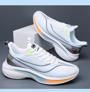 Lightweight white mesh sports sneakers for men with breathable design and soft sole