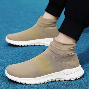Baskets montantes respirantes en maille kaki pour la course en plein air et loisirs
