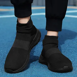 Baskets montantes chaussettes en tricot noir respirant pour la course et les loisirs