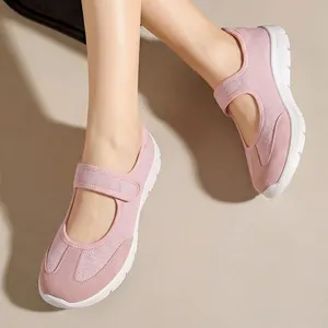 Chaussures de marche Mary Jane roses confortables pour femmes avec maille respirante