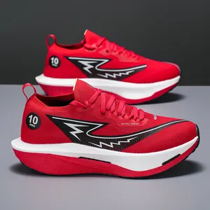 Scarpe da corsa rosse uomo 2026 con rete traspirante e suola spessa per lo sport