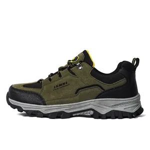 Zapatillas de senderismo de caña baja duraderas en verde militar y negro con suela robusta