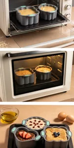 Vues détaillées de moules à gâteaux en silicone résistants à la chaleur dans un four