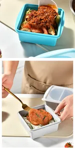 High-quality food grade silicone lunch box with lid shown during meal preparation