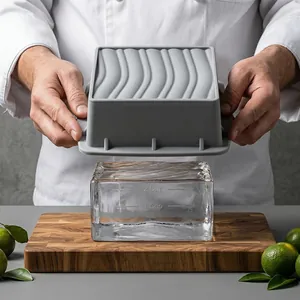 Professional grey silicone soup freezer mold with wavy lid for sauce and meal prep storage