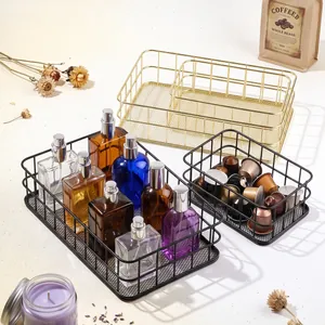 Modern Simple Iron Storage Basket Metal Wire Desktop Organizer Basket For Cosmetics Sundries Home Kitchen Office Decor