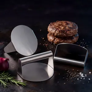 Stainless Steel Round Manual Burger Patty Meat Press Household Multi-Purpose Kitchen Tool Bacon Presser For Griddle Grill