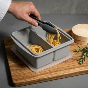 Divided silicone freezer tray with lid and 125/250ml markings for meal prep