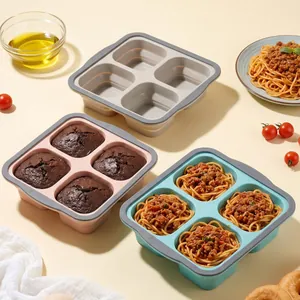 Bandejas de silicona para congelador con cuatro compartimentos para preparar comidas