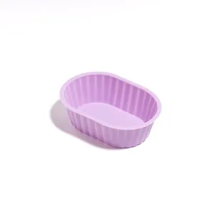 Premium small oval purple silicone cheesecake mold with fluted walls for reusable home baking