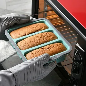 Molde de silicona de grado alimenticio con 3 compartimentos para hornear