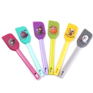 Halloween themed silicone spatula set with cute cartoon patterns for baking and decorating