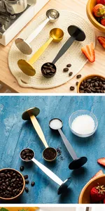 Multifunctional stainless steel coffee measuring spoon with tamper in three colors