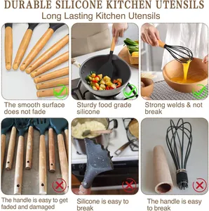 Comparison showing durable silicone kitchen utensils vs damaged low-quality alternatives