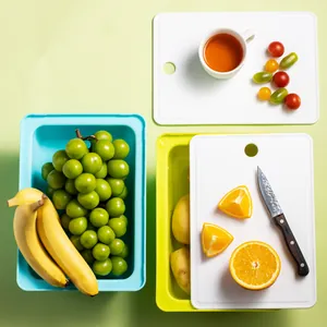 Portable outdoor camping wash basin and cutting board set with fresh fruit basket