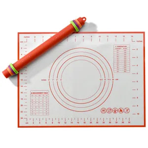 Professional silicone baking mat and adjustable rolling pin set for dough preparation