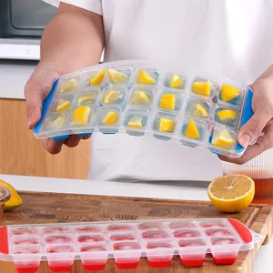 Flexible 21-cavity silicone ice cube tray with easy release for whiskey and cocktails