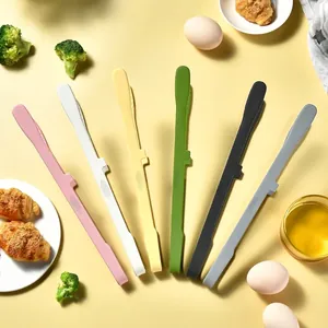 Heat Resistant Silicone Food Tongs Anti-Slip Standing Integrated Kitchen Tongs For BBQ Bread Meat Cake Cooking Utensils