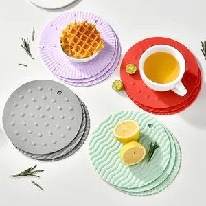 Round Heat Resistant Silicone Placemat Non Slip Waterproof Table Mat For Hot Pots Bowls Cups Kitchen Dining Accessories