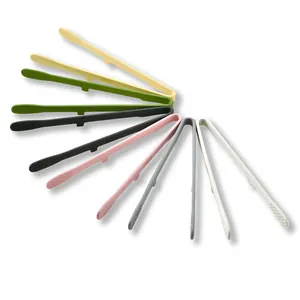 Multicolor food-grade silicone kitchen tongs set for BBQ, grilling and food serving.