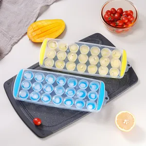 Creative circular silicone ice cube tray set with easy-release handles and fruit inserts