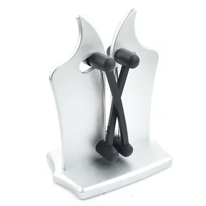 Affilacoltelli manuale professionale con base argento e aste a forma di X per cucina
