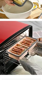 Detail view of silicone divided food container being used in oven and for freezing
