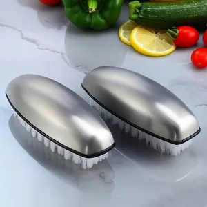 Stainless Steel Food Cleaning Brush For Kitchen Vegetable Fruit Potato Multi-Functional Scrub Brush With Nylon Bristles Boxed