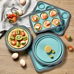 Foldable Silicone Cake Mold Heat Resistant Muffin Pan Non Stick Bread Toast Baking Tray Easy Release Kitchen Baking Tool