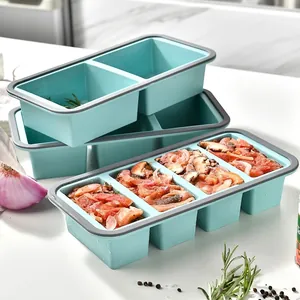 Silicone Divided Food Storage Container With Lid Freezer Tray Meal Prep Divided Portions Mold For Soup Sauce Modern Style