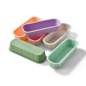 Heat resistant colorful rectangular silicone baking molds for bread and cake making