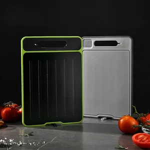 Multifunctional Double Sided Thawing Cutting Board With Knife Sharpener Garlic Grinder Aluminum Alloy PP Kitchen Chopping Board