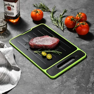 Professional multi-functional aluminum alloy defrosting cutting board with juice grooves