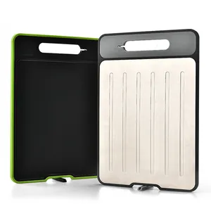 Standing double-sided defrosting cutting board with aluminum plate and knife sharpener