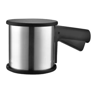 Manual stainless steel flour sifter with black handle for baking and kitchen use