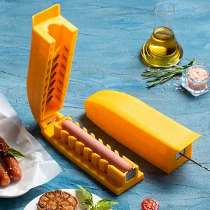 Coupe-saucisse manuel jaune créatif pour créer des motifs sur les hot-dogs