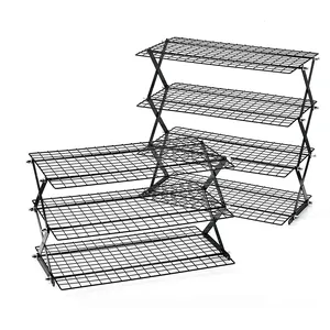 Estante de especias apilable de alambre de metal negro para cocina y encimeras de casa