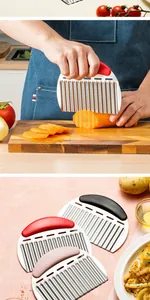 Handheld stainless steel wavy crinkle cutter for vegetables with ergonomic handles