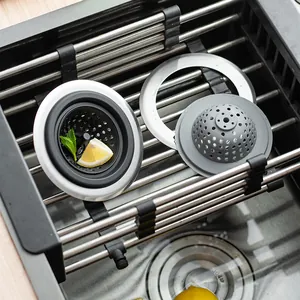 Universal Kitchen Sink Strainer 430 Stainless Steel Silicone Drain Filter Basket Anti-Clogging Water Sink Stopper For Basin